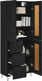 vidaXL Highboard Μαύρη Οξυά 69,5 x 34 x 180 εκ. Επεξεργασμένο ξύλο