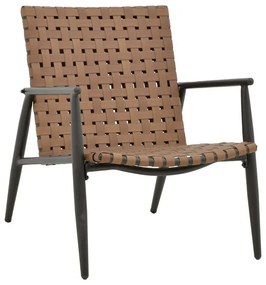 Eamon armchair black aluminum and pe rattan in brown shade 73.5x62x77cm 73.5x62x77 εκ.