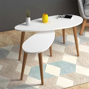 Βοηθητικά τραπεζάκια Elips Megapap χρώμα λευκό 116x46x46εκ.