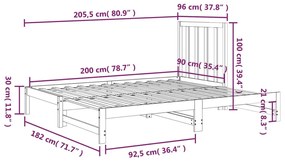 Καναπές Κρεβάτι Συρόμενος Μελί 2x(90x200) εκ. από Μασίφ Πεύκο - Καφέ