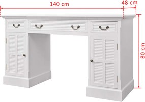 vidaXL Γραφείο Δύο Όψεων Λευκό 140 x 48 x 80 εκ.