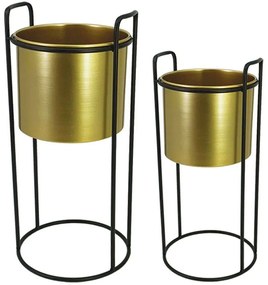 Κασπώ Σε Βάση (Σετ 2Τμχ) 19-00-20137 25x70x76/23x44x50cm Black-Gold Marhome Metal