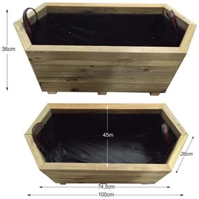 Tesias Ζαρντινιέρα Ξύλινη εξάπλευρη 100x45-Tesias  TES-135