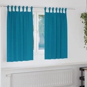 vidaXL Κουρτίνες Μαύρης Ύφανσης με Δαχτυλίδια 2 pcs Τιρκουάζ
