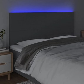 Κεφαλάρι Κρεβατιού LED Σκούρο Γκρι 160x5x118/128εκ. Υφασμάτινο 3122151