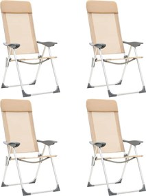 vidaXL Καρέκλες Camping Πτυσσόμενες 4 τεμ. Κρεμ από Αλουμίνιο