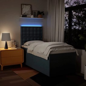 vidaXL Κρεβάτι Boxspring με Στρώμα Μπλε 90x200 εκ.Υφασμάτινο