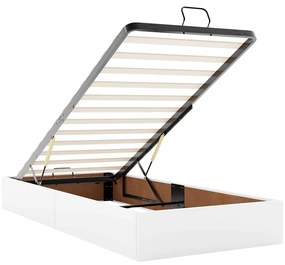 Οθωμανικό κρεβάτι με στρώματα &amp; LEDs Καθαρό λευκό Faux Leather 3314509