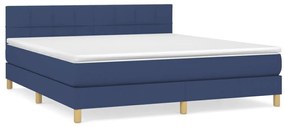 Κρεβάτι Boxspring με Στρώμα Μπλε 160x200 εκ. Υφασμάτινο - Μπλε