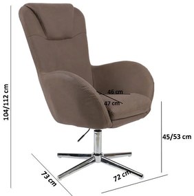 Πολυθρόνα ΜΥ-9251 Fylliana Καφέ 72x73x100/104 εκ. 72x73x104 εκ.