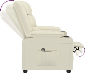 vidaXL Πολυθρόνα Ανακλινόμενη Ηλεκτρική Κρεμ από Συνθετικό Δέρμα