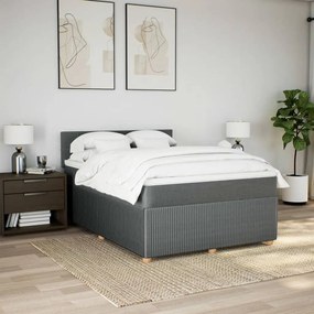 ΚΡΕΒΑΤΙ BOXSPRING ΜΕ ΣΤΡΩΜΑ ΣΚΟΥΡΟ ΓΚΡΙ 160X200 ΕΚ ΥΦΑΣΜΑΤΙΝΟ 3287508