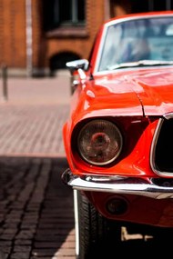 Εικονογράφηση Closeup of a red classic mustang car, My pictures