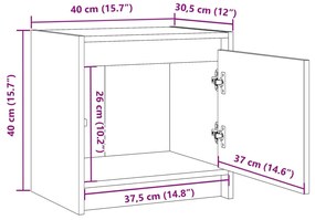 Κομοδίνο Λευκό 40 x 30,5 x 40 εκ. από Μασίφ Ξύλο Πεύκου - Λευκό