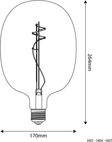 LED Filament Λαμπτήρας H04 Ellipse 170 Μελί 8,5W E27 Dimmable 2200K