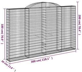 vidaXL Συρματοκιβώτια Τοξωτά 9 τεμ. 300x30x180/200 εκ. Γαλβαν. Ατσάλι