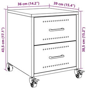 Κομοδίνο Λευκό 36x39x43,5 εκ. από Χάλυβα - Λευκό