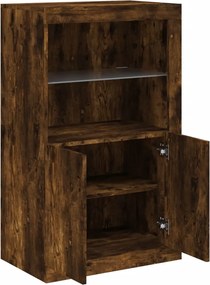 vidaXL Nτουλάπι Βοηθητικό με Φώτα LED Καπνιστή Δρυς Επεξεργασμένο Ξύλο