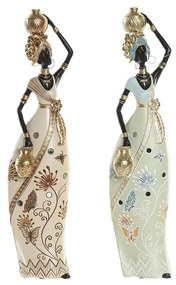 Διακοσμητική Φιγούρα Home ESPRIT Πράσινο Μπεζ Αφρικάνα (x2)