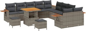 vidaXL Σετ Καναπέ Κήπου 13 pcs Γκρι συνθετικό ρατάν