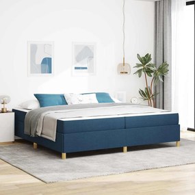 vidaXL Σκελετός Κρεβατιού με στρώμα Μπλε 200 x 200 cm ύφασμα