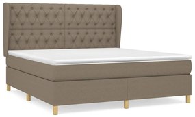 Κρεβάτι Boxspring με Στρώμα Taupe 160x200 εκ. Υφασμάτινο - Μπεζ-Γκρι