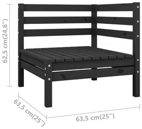 vidaXL Καναπέδες Κήπου Γωνιακοί 2 τεμ. Μαύροι από Μασίφ Ξύλο Πεύκου