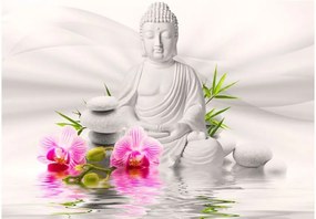 Αυτοκόλλητη φωτοταπετσαρία - Buddha and Orchids - 392x280