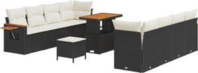 vidaXL Σετ Καναπέ Κήπου 11 pcs Μαύρο συνθετικό ρατάν