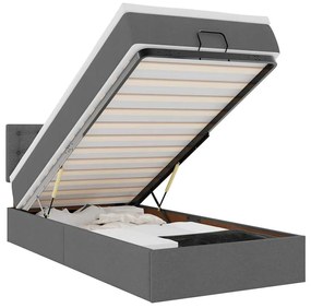 vidaXL Οθωμανικό κρεβάτι με στρώμα σκούρο γκρι 90x190cm ύφασμα