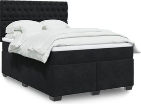 vidaXL Κρεβάτι Boxspring με Στρώμα Μαύρο 140x190 εκ. Βελούδινο