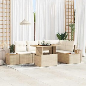 vidaXL Σετ Καναπέ Κήπου με αποθήκευση 6 pcs Μπεζ Πολυ ράταν