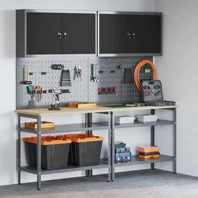 vidaXL Σετ πάγκου εργασίας με ράφι 8 pcs Γκρι 200 x 55 x 200 εκ Ατσάλι