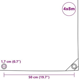 vidaXL Μουσαμάς Μαύρος 650 γρ./μ.² 4 x 8 μ.