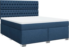 vidaXL Κρεβάτι Boxspring με Στρώμα Μπλε 180x200 εκ. Υφασμάτινο