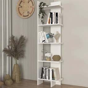 Βιβλιοθήκη Perla Megapap χρώμα λευκό 48x22x170εκ.