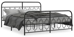 Πλαίσιο Κρεβατιού με Κεφαλάρι&amp;Ποδαρικό Μαύρο 180x200εκ. Μέταλλο