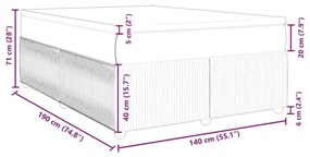 Κρεβάτι Boxspring με Στρώμα Ανοιχτό Γκρι 140x190 εκ. Υφασμάτινο - Γκρι