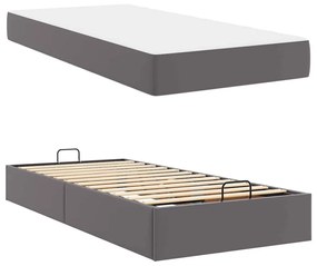 vidaXL Σκελετός κρεβατιού με στρώμα Γκρι 90 x 200 cm Τεχνητό δέρμα