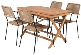 Σετ Τραπέζι και καρέκλες Dallas 3701, Ξύλο, Μέταλλο, Ξύλο, Σχοινί, Ξύλο: Ξύλο Teak | Epipla1.gr