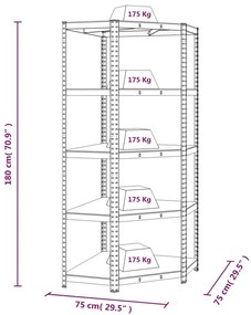 Ραφιέρα Γωνιακή 5 Επιπέδων Μπλε από Ατσάλι &amp; Επεξεργασμένο Ξύλο - Μπλε