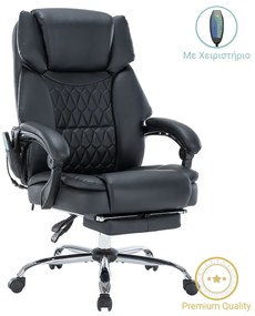 Καρέκλα γραφείου διευθυντή Thrive pakoworld Premium Quality μηχανισμός massage-θερμαινόμενη πλάτη pu μαύρο - Τεχνόδερμα - 256-000004