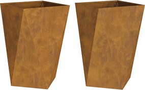 vidaXL Γλάστρα 2 pcs Σκ rusty 50 x 50 x 75 cm