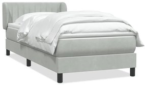 vidaXL Κρεβάτι Boxspring με Στρώμα Ανοιχτό Γκρι 100x210 εκ. Βελούδινο