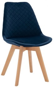 Chair Venice with wooden legs &amp; velvet blue  49x56x84 cm.