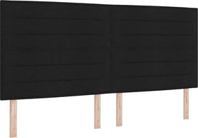 vidaXL LED Κρεβάτι με βάθρο με στρώμα Μαύρο 200 x 200 cm ύφασμα