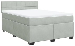 vidaXL Κρεβάτι Boxspring με Στρώμα Ανοιχτό Γκρι 140x200 εκ. Βελούδινο