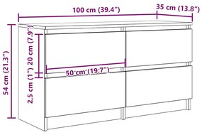 Έπιπλο Τηλεόρασης Καφέ Δρυς 100x35x54 εκ. Επεξ. Ξύλο - Καφέ