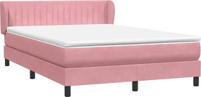 vidaXL Κρεβάτι Boxspring με Στρώμα Ροζ 140x210 εκ. Βελούδινο