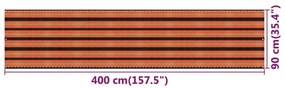 Διαχωριστικό Βεράντας Πολύχρωμο 90 x 400 εκ. από HDPE - Πολύχρωμο